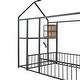 preview thumbnail 15 of 16, Black Twin Size Metal Bed Frame with Desk, House Bed with Shelves and USB Ports