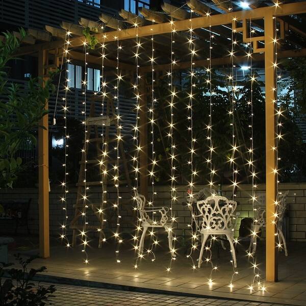 Shop Agptek 300 Led Outdoor Fairy Curtains String Light For Xmas Wedding Party Overstock 22985174