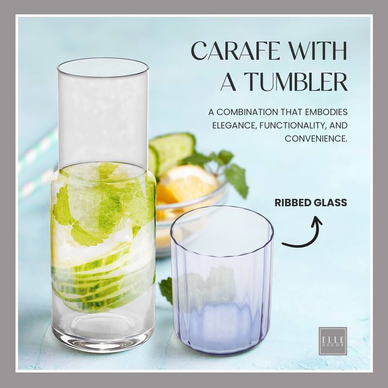 Elle Decor Bedside Water Carafe with Cup Set 27 oz On Sale Bed