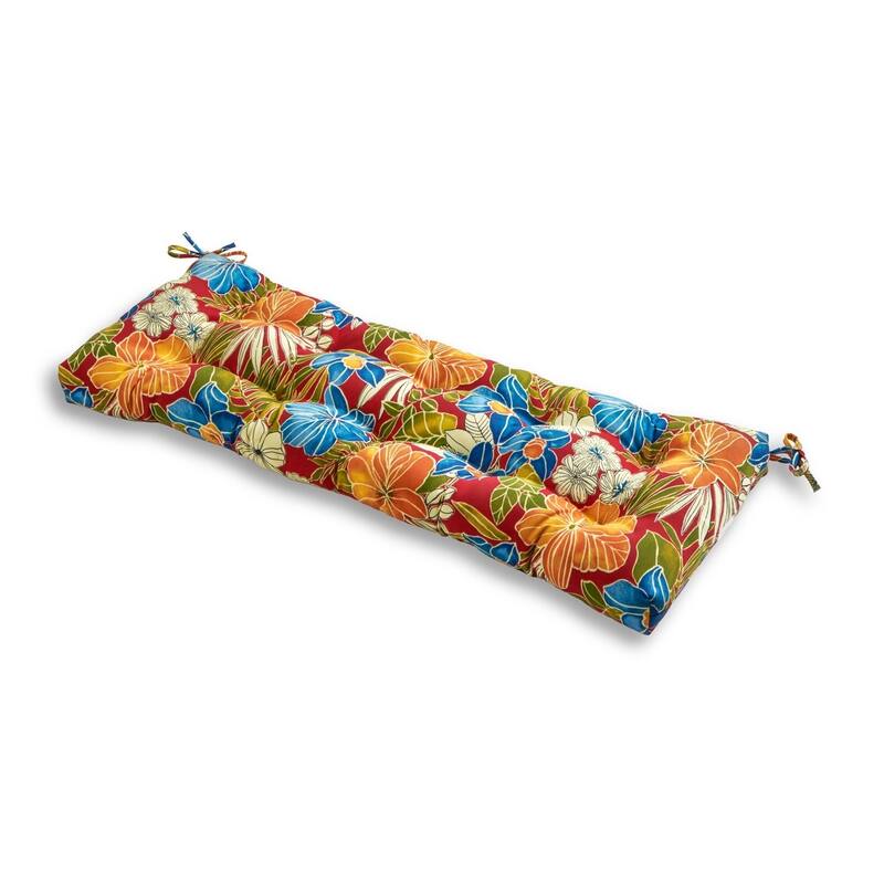 Aloha Floral Outdoor Bench Cushion (Cushion Only) - Red