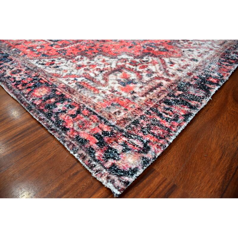 Hand Woven Victoria Micro Printed Polyester Traditional Oriental Area Rug