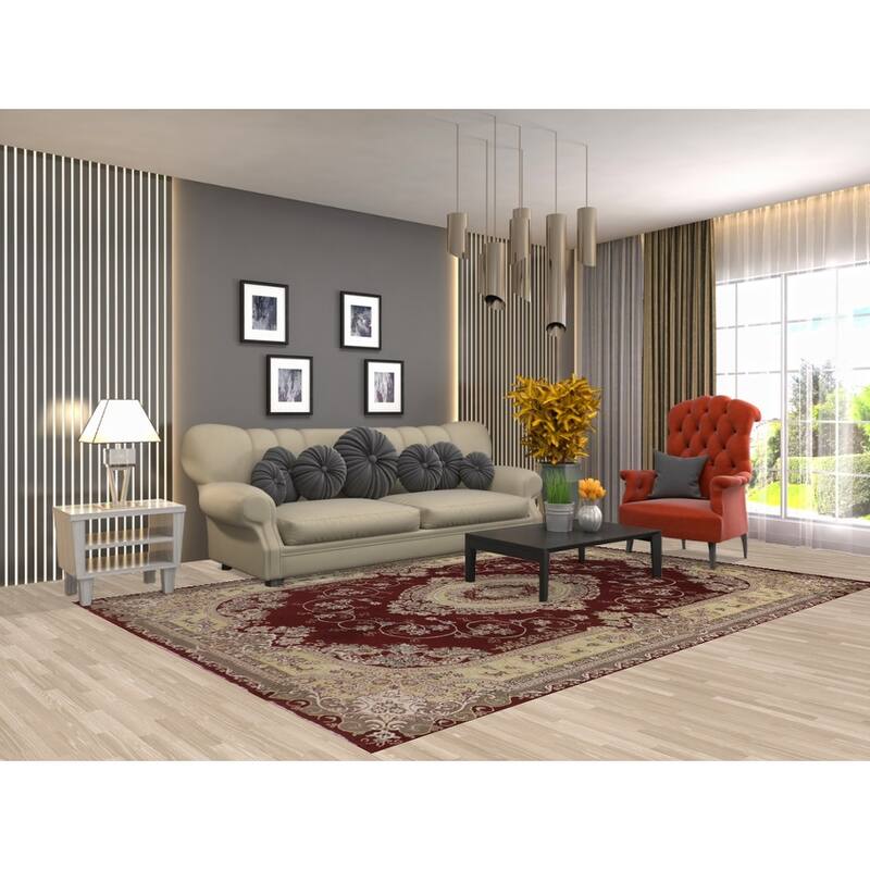 Victorian Style Kashan Turkish Area Rug Bedroom Machine Made Carpet - 6'9" x 9'9"