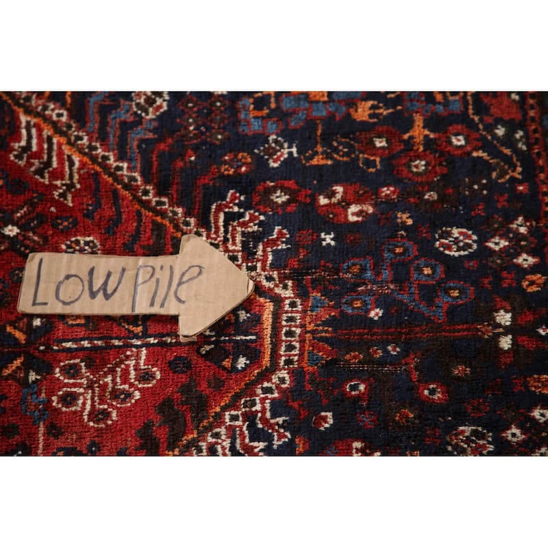 Vegetable Dye Shiraz Persian Antique Area Rug Handmade Wool Carpet - 4'3"x 5'10"
