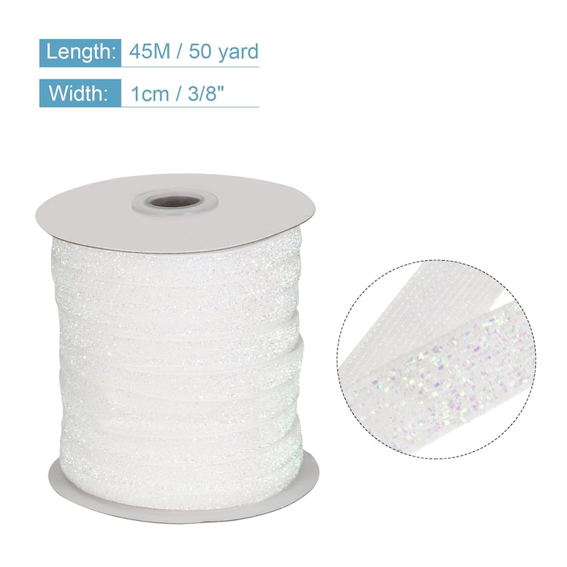 Metallic Glitter Velvet Ribbon 3/8 Inch x 50 Yard for Gift Wrapping - Pink White