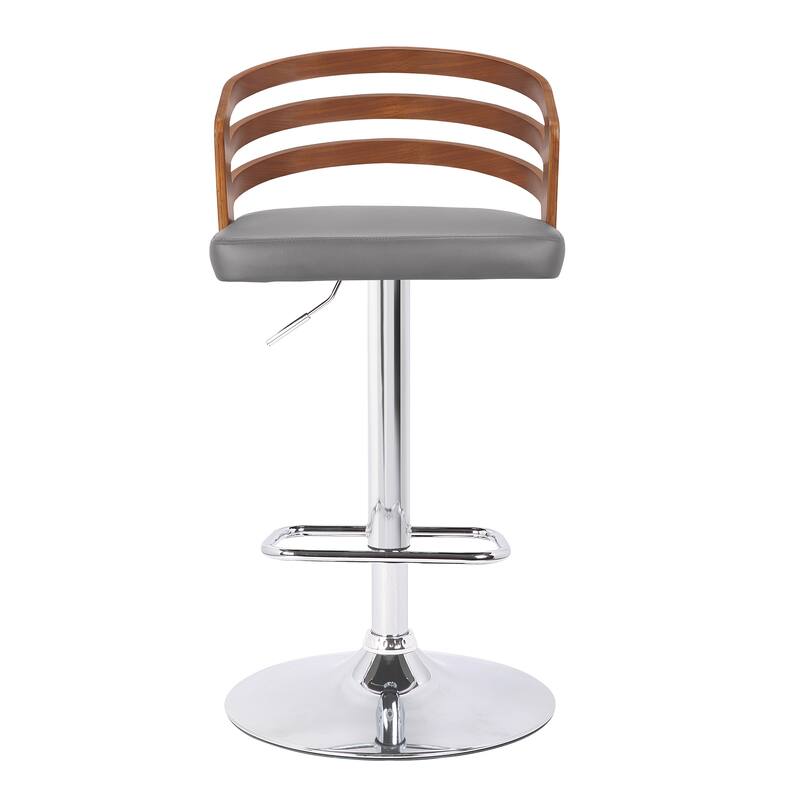 Adele Black or Walnut Wood Upholstered Adjustable Height Bar Stool