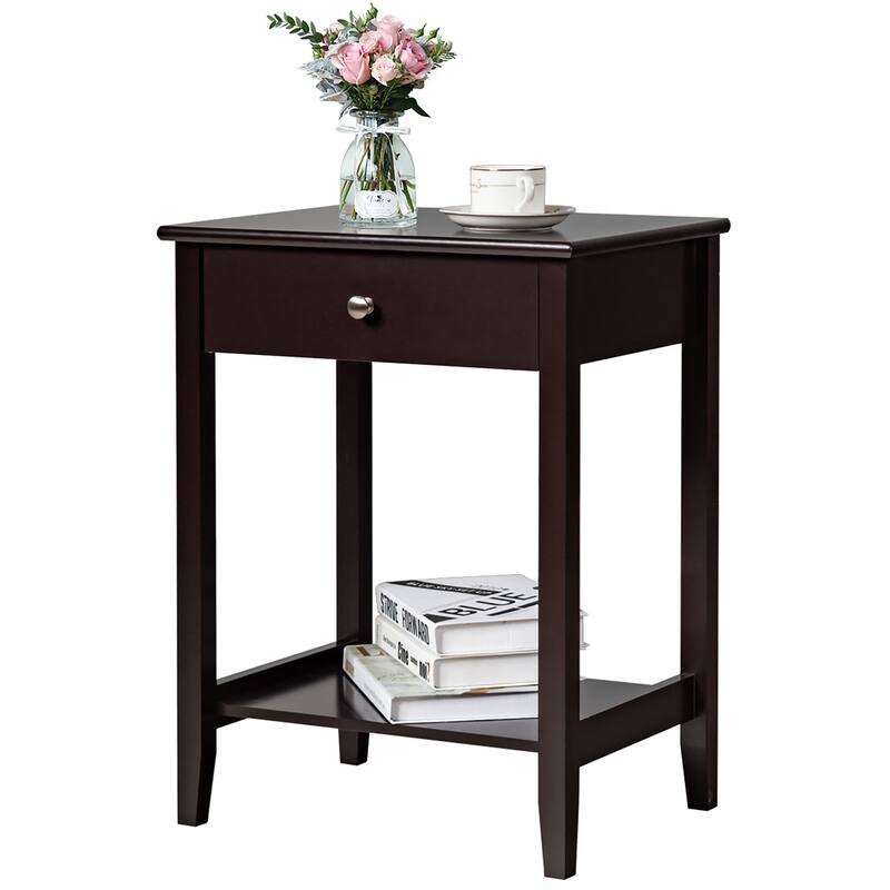 Costway Nightstand End Table Storage Display Bedroom Furniture Drawer