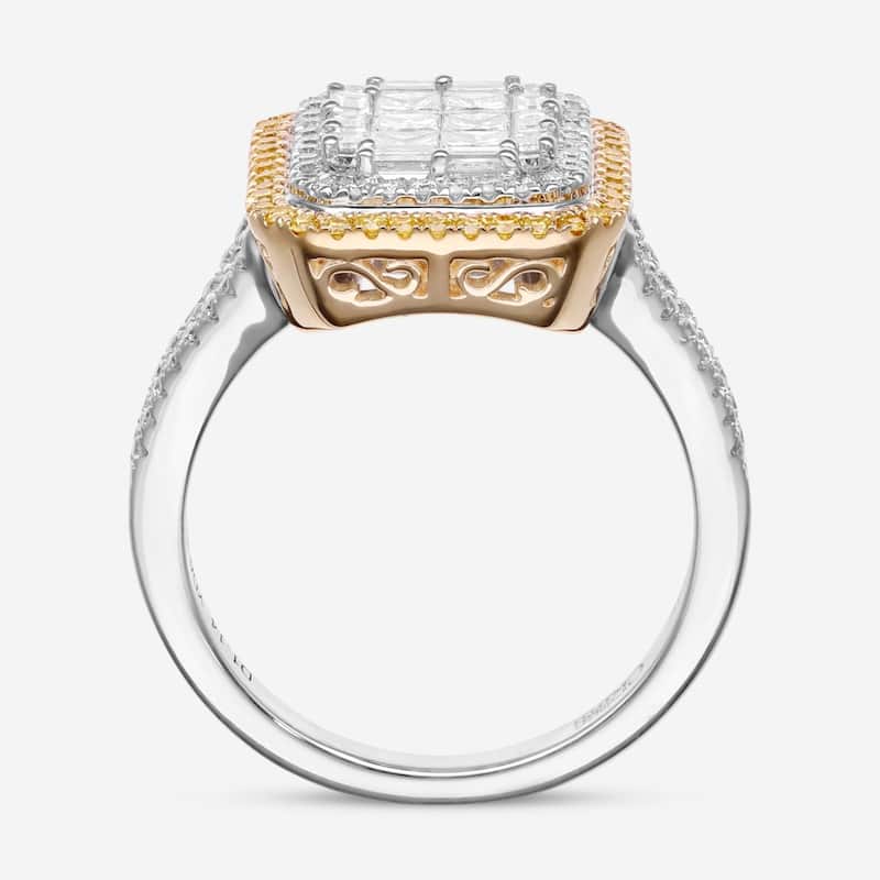 Gregg Ruth 14K White and Yellow Gold, White Diamond and Fancy Yellow Diamond Engagement Ring Sz. 6.75