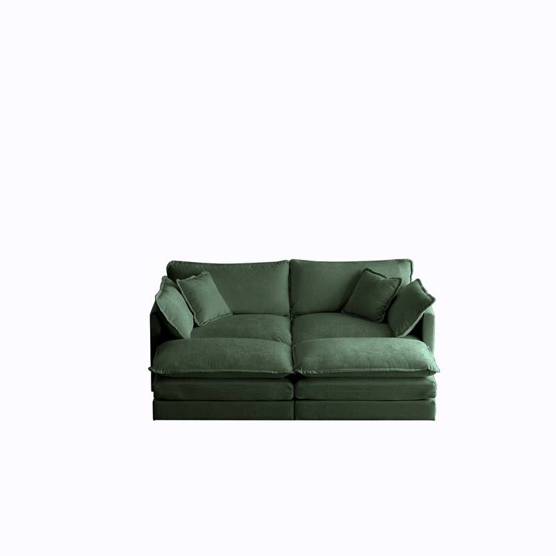 Modern Accent Chair with Ottoman, Living Room Club Chair Chenille Upholstered Armchair , Reading Chair for Bedroom