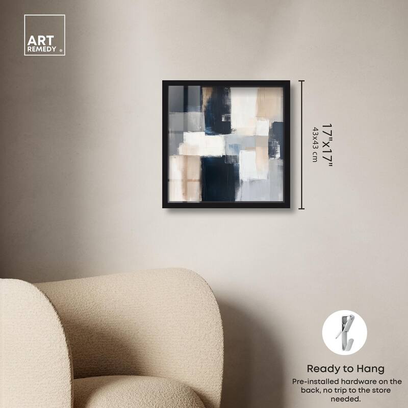 Blue and Tan Abstraction I Shadowbox by Art Remedy