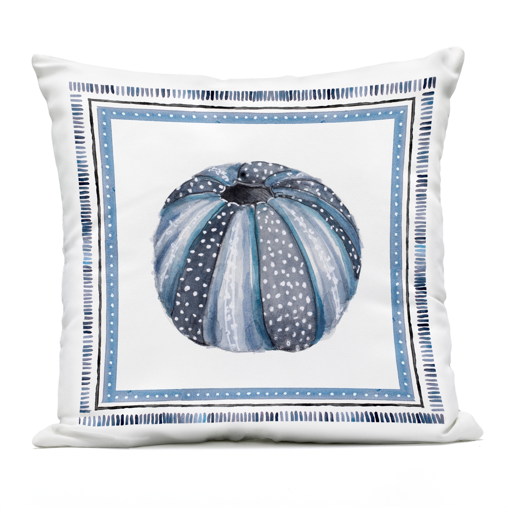 Stupell Blue Bordered Sea Urchin Printed Outdoor Throw Pillow Design by Lanie Loreth