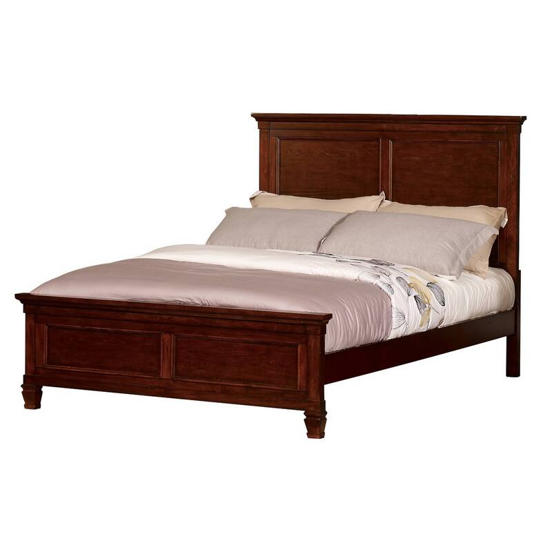 Umi Queen Size Bed, Classic Panel Design with Molded Details, Brown Wood