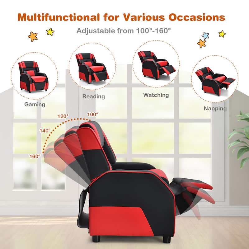 Costway Kids Youth Gaming Sofa Recliner w/Headrest & Footrest PU