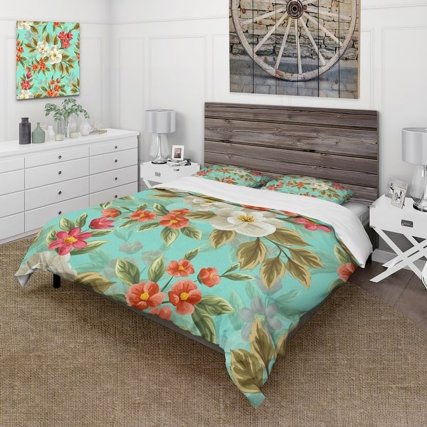 Designart 'Floral Seamless Pattern' Traditional Duvet Cover Set - Bed Bath  & Beyond - 34233310