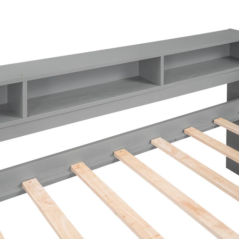 Twin XL Wood Daybed with 2 Trundles and USB Charging Design