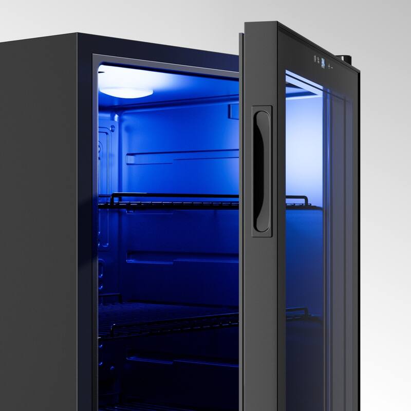 Yeego 2.2 Cu.Ft Beverage Refrigerator, Glass Door Mini Fridge with LED Light, Quiet Cooling, Adjustable Shelves
