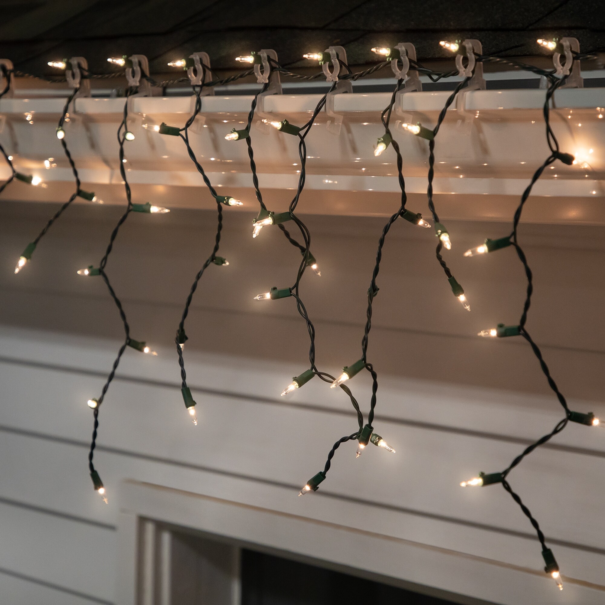 100-Count Clear Mini Icicle Christmas Lights, 5.5 ft Green