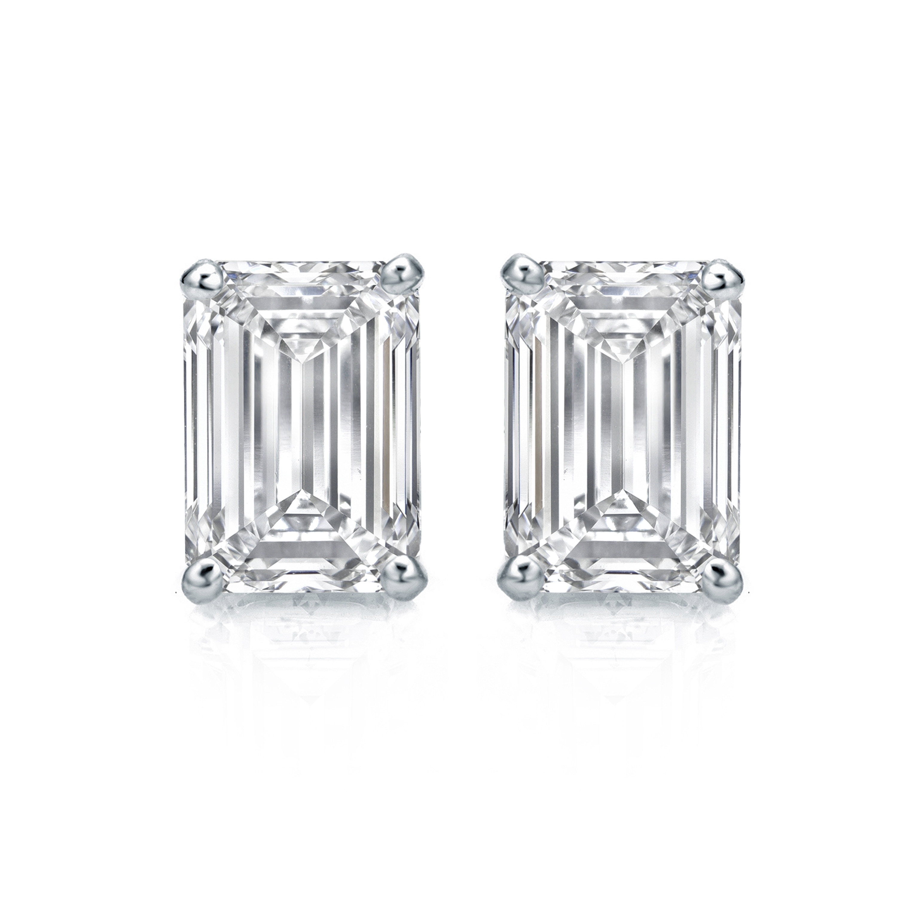 Auriya Natural Emerald-Cut 4-Prong Diamond Stud Earrings 1.00 to 3.00 ct. tw. Push-Back (E-F VS)