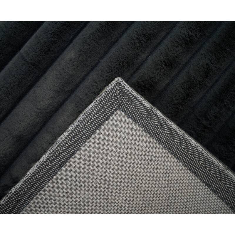 Madrid Collection Ultra Soft Ribbed Faux Fur Area Rug