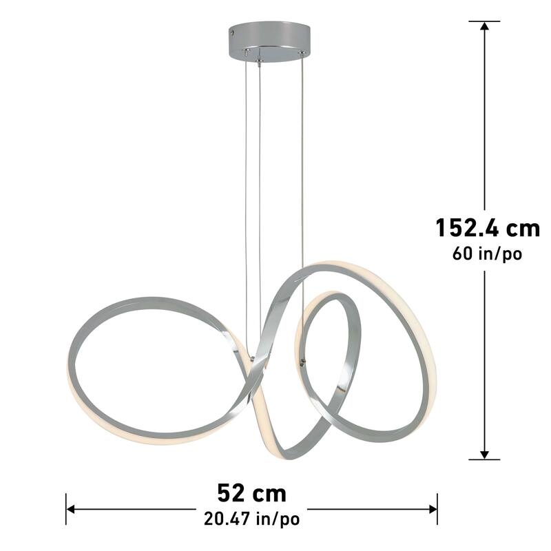 Artika Swirl LED Pendant Fixture, Chrome