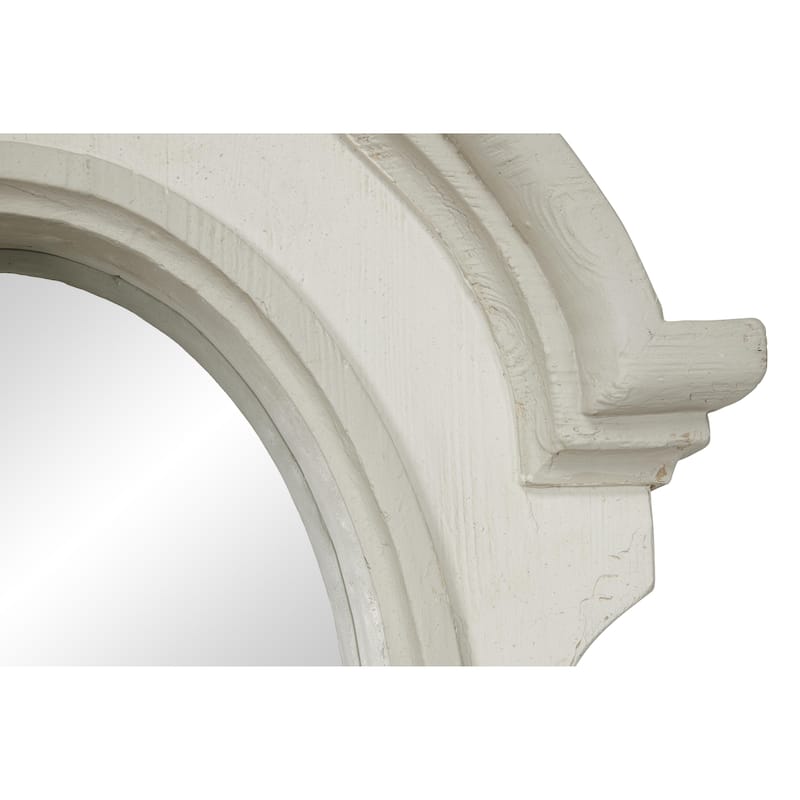Fiberglass Distressed Antique Arched Oval Room Wall Mirror - White or Cream - Roche River Decor