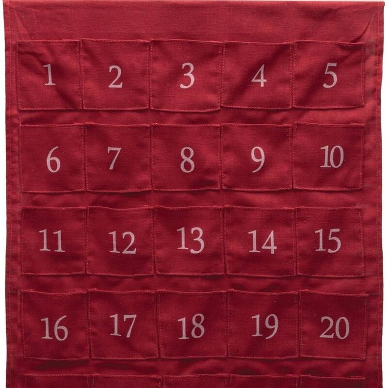 HomeRoots 35" X 17" Red And White Christmas Advent Calendar Let it Snow Wood Hanging Wall Decor