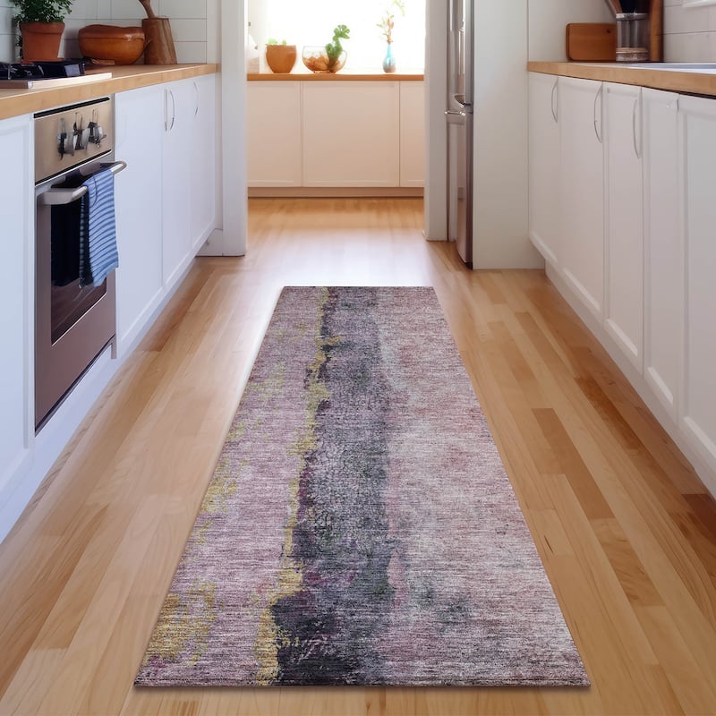 Premium Washable Super Soft Modern Arianna Mayfield Rug - Blush - 2' 3" x 7' 6" - Runner