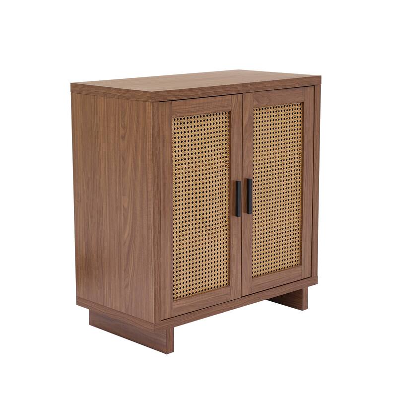 Farmhouse Woven Rattan Sideboard Accent Cabinet