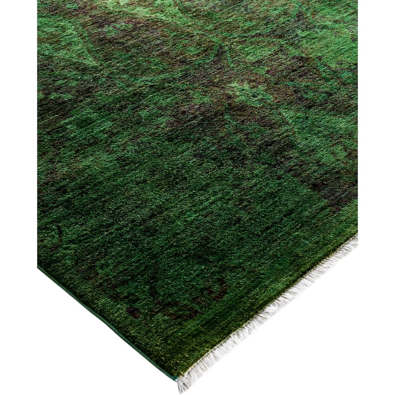 Overdyed One-of-a-Kind Hand-Knotted Square Area Rug - Green - 12' 1" x 12' 2"