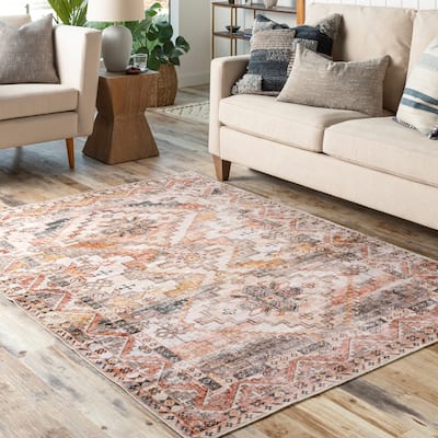 Livabliss Gila Traditional Medallion Machine Washable Area Rug