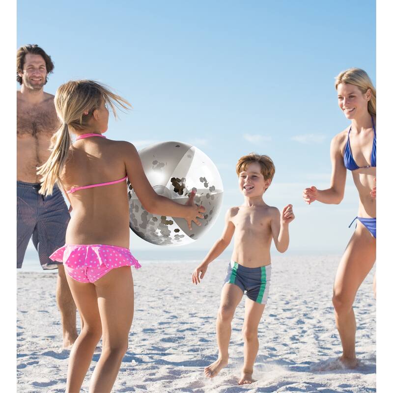 Mozlly Bundle of Silver And Rose Gold Inflatable Beach Balls - 16 Inch - 16 inches