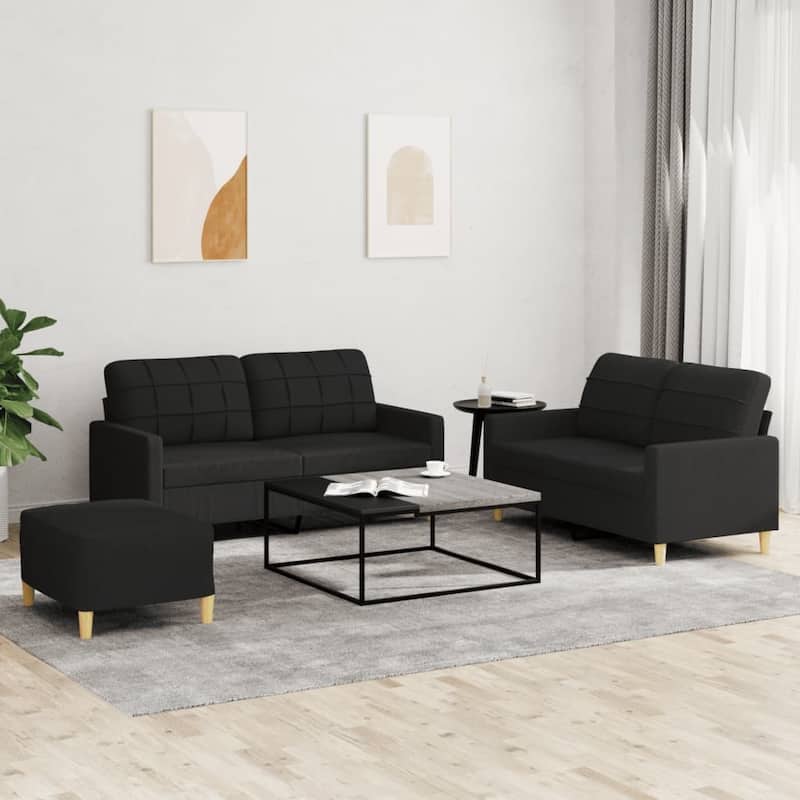 vidaXL Sofa Set Black Polyester Compact Durable Sofa Set Rectangular - 21.7 x 27.6 x 16.1 in