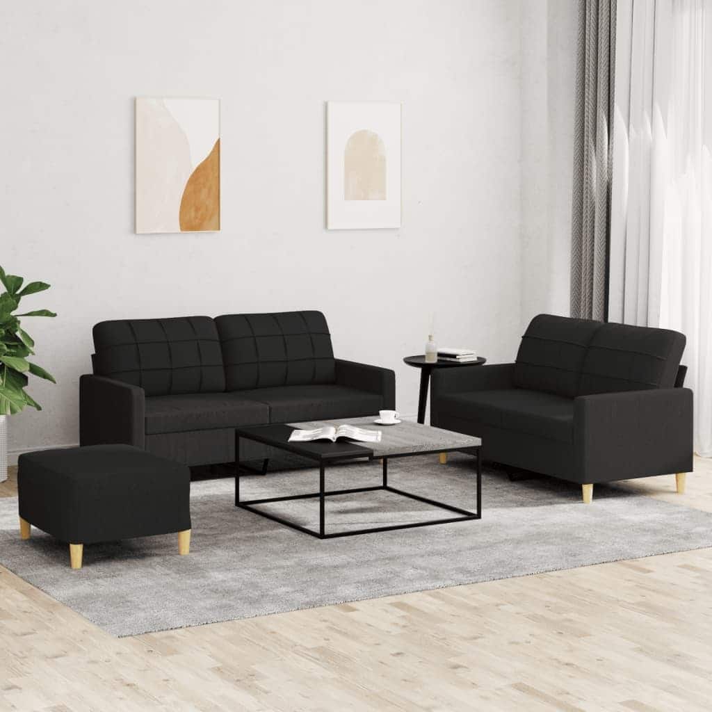 vidaXL Sofa Set Black Polyester Compact Durable Sofa Set Rectangular - 21.7 x 27.6 x 16.1 in