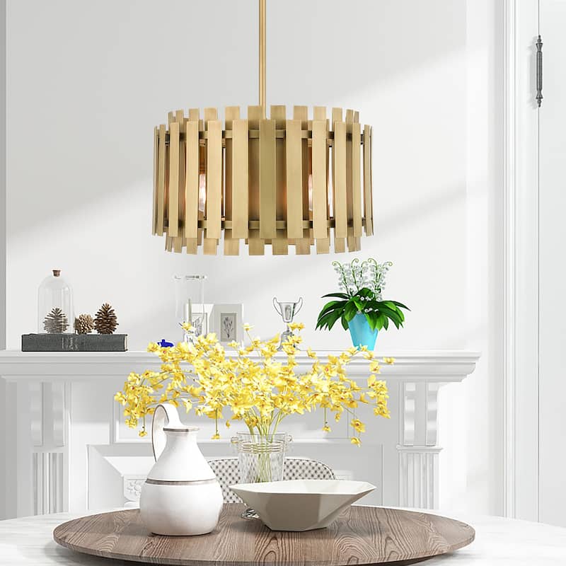 Livex Lighting 5-light Natural Brass Pendant Chandelier, 52048-08 - 18"Dia. x 18.5"-48.5"Adj. H