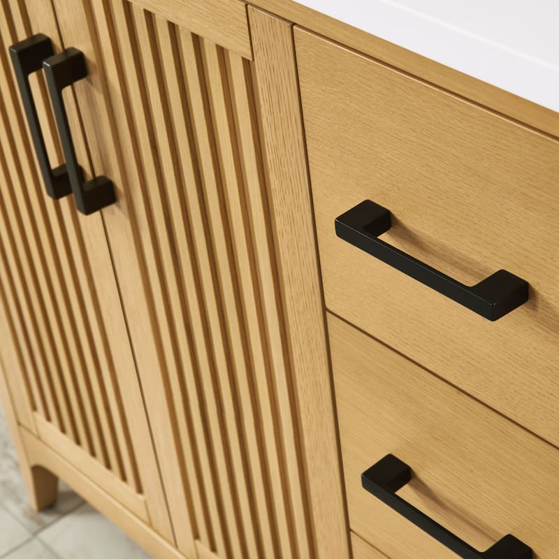 36" Solid Wood Bathroom Vanity with USB Charging Storage