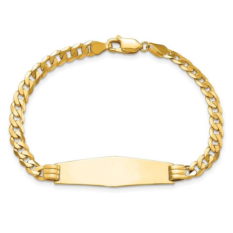 Curata 9.5mm 14k Engravable Curb Link Soft Diamond Shape ID Bracelet