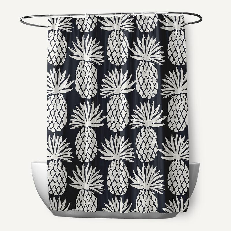 Pineapple Pattern Shower Curtain - Shark Blue