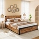 preview thumbnail 4 of 23, Full/Queen/King Size Metal Bed Frame with 4 Storage Drawers and Wood Headboard