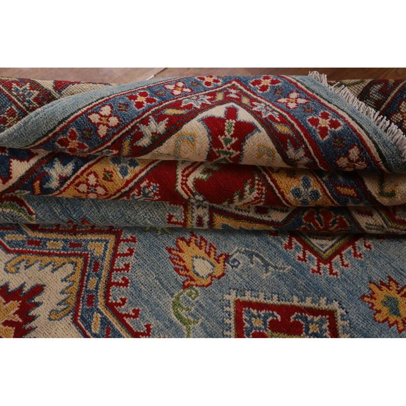 Blue Kazak Oriental Area Rug Hand-Knotted Living Room Wool Carpet - 6'9" x 10'2"