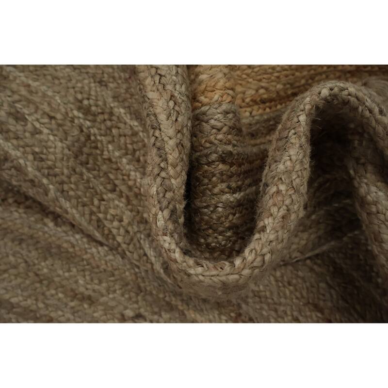 Hand Knotted Oriental Jute Carpet Modern Geometric Brown Modern Area Rug - 9' 10'' X 9' 10''