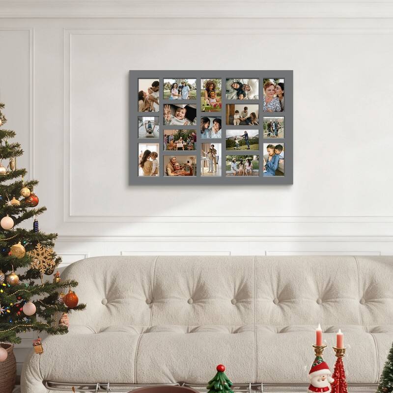 Rustic 17-Pack 4x6 Collage Frame 26.2x18.4 Inch Picture Frames Collage Wall Decor - Grey