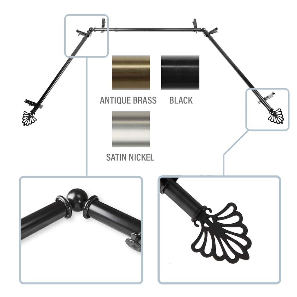InStyleDesign Peacock 13/16" Bay curtain rod 20"-36", 38"-72"
