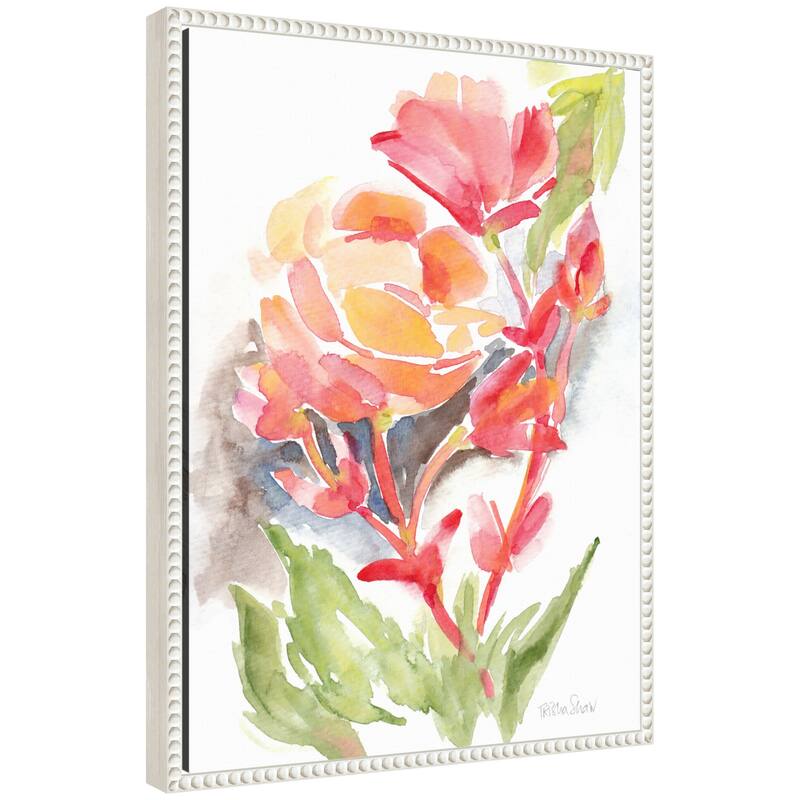 Kate and Laurel Sylvie Loose Orange Begonia Framed Canvas by Patricia Shaw - 18x24