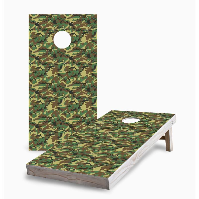 Classic Camouflage Corn Hole Board Set w Case & Lights - 16 Years and Up