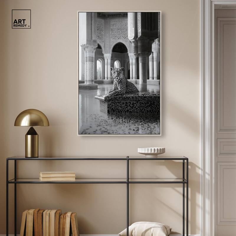 Peaceful Posing Leopard Noir Canvas by Art Remedy