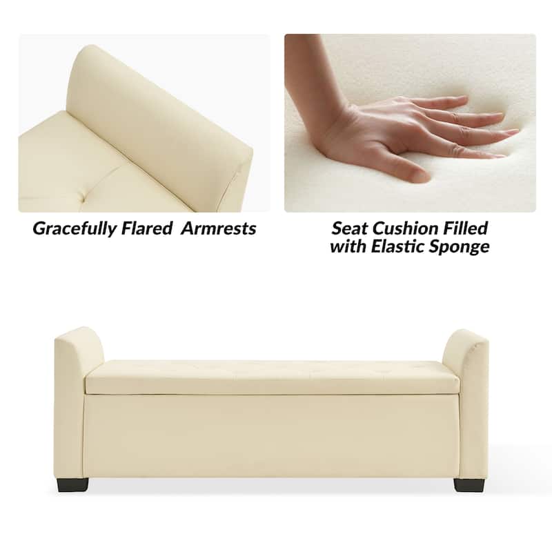 Laura Traditional 57.75"Wide Tufted Storage Bench by HULALA HOME