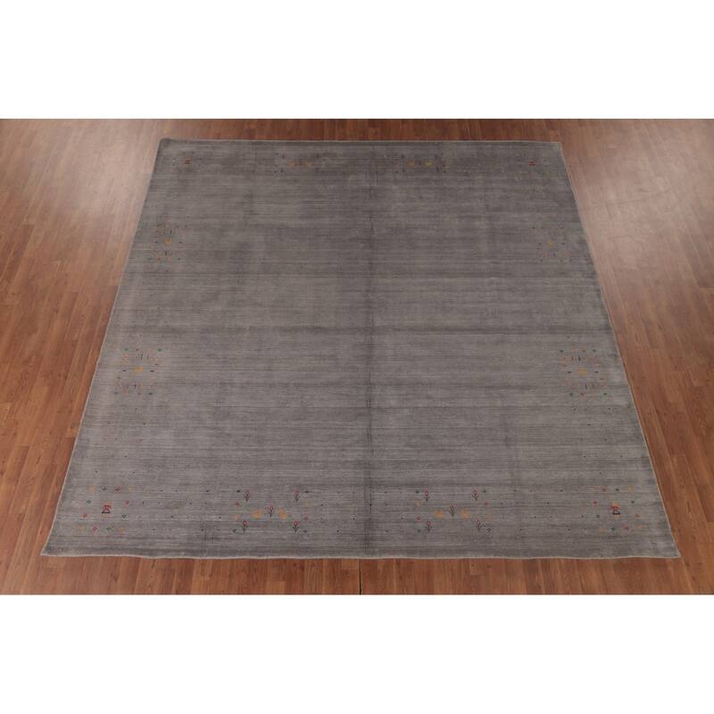 Gabbeh Oriental Area Rug Handmade Beige / Ivory Silk Carpet - 7'7"x 9'9"