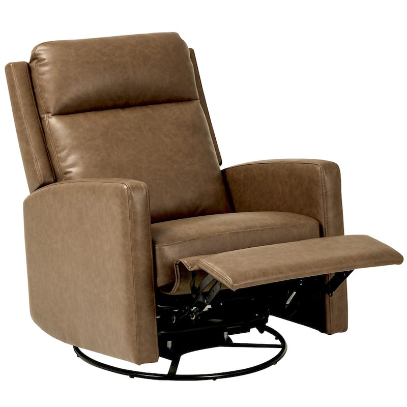 Modern Swivel Recliner Chair with Glider Rocking Motion High Back PU Leather Upholstery