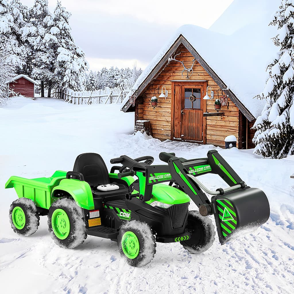 EROMMY Remote-Controlled Electric Excavator Ride-On Toy featuring Horn, LED Lights, Music Player, and Safety Belt