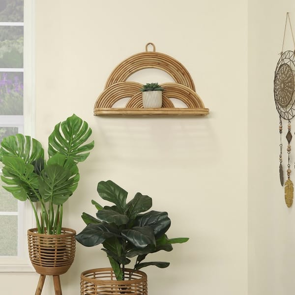 slide 2 of 5, Rattan, 27" Wall Deco Tray, Natural 15"H - 27.0" x 7.0" x 15.0" Brown - 27.0" x 7.0" x 15.0"