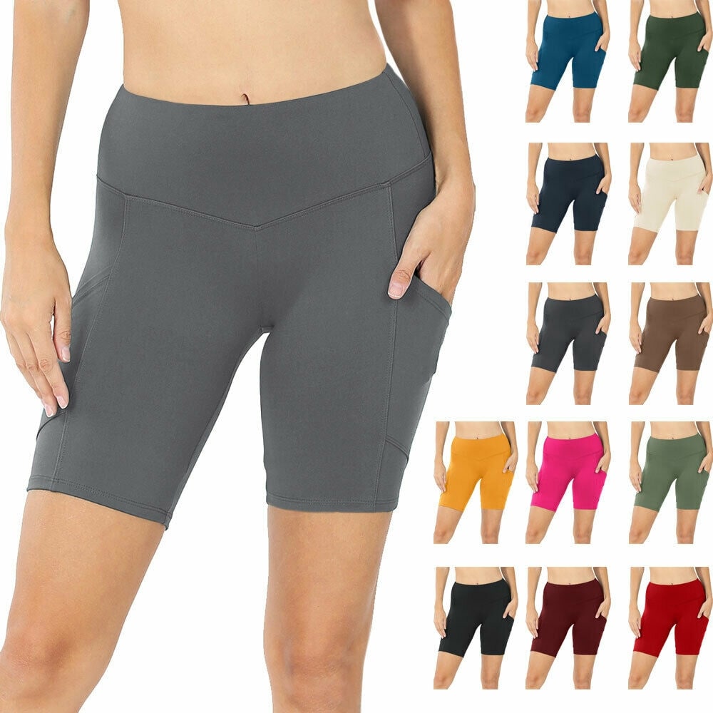 Niobe Clothing Womens Workout Biker Yoga Running Shorts Buttery Soft w/  Pockets - Overstock - 32072886